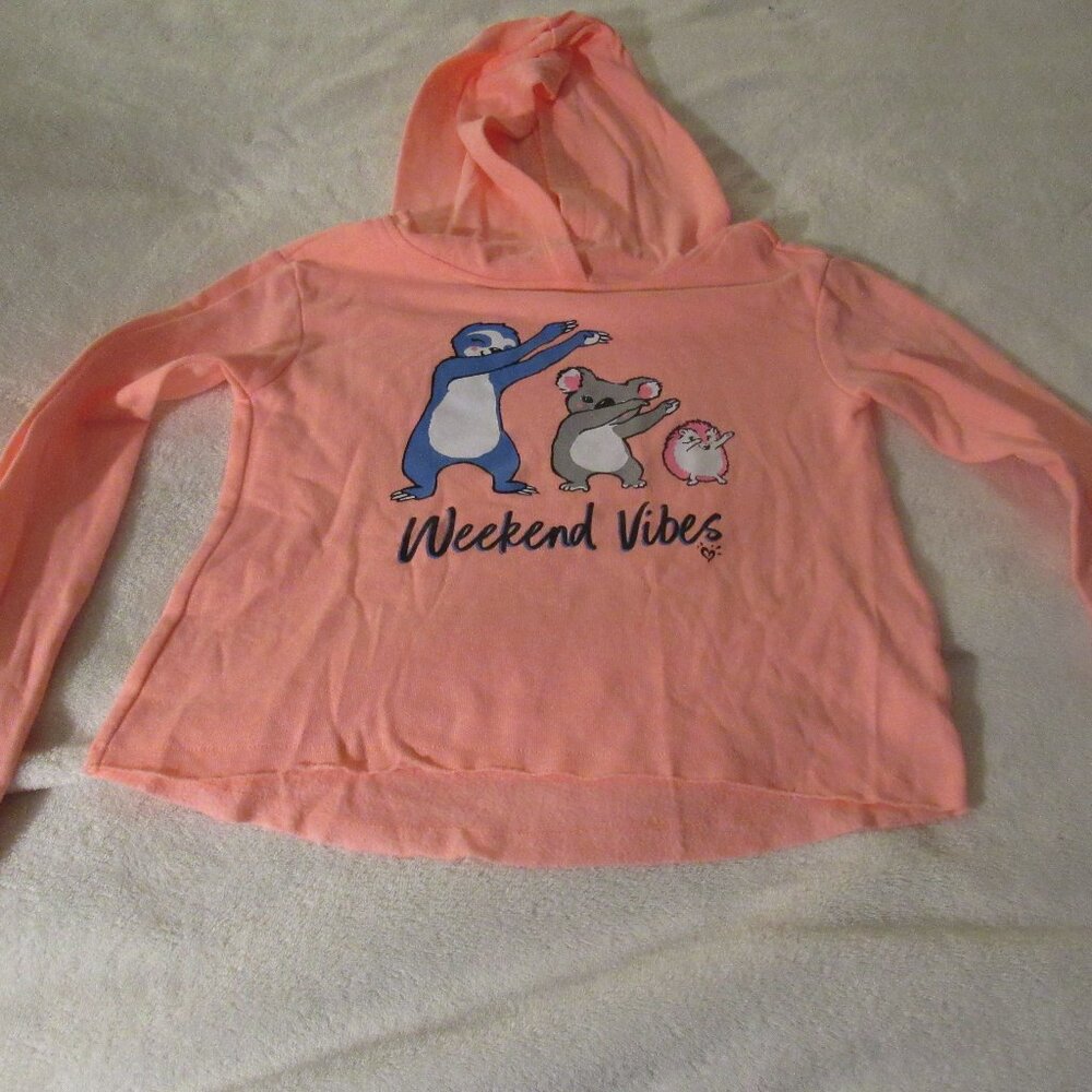 Justice Peach Weekend Vibes Hooded Sweatshirt  Size 10 USED